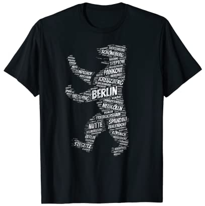 royalsigns Berliner Bär Wordart Stadtbezirke Stadtteile Berlin Geschenk T-Shirt für Herren und Damen, Schwarz, S