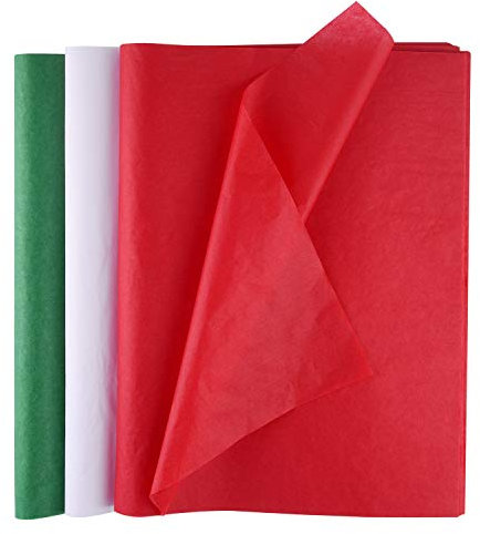 Miahart Weihnachtliches Seidenpapier, 60 Blatt, 50 x 35 cm für DIY und Basteln, Geschenktüten, Dekorationen, Geschenkpapier mehrfarbig