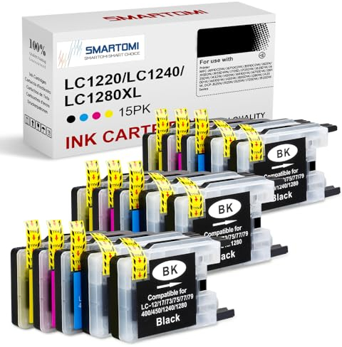 LC1240XL LC1280XL LC1220XL Druckerpatronen kompatibel für Brother MFC-J280W MFC-J425W MFC-J430W MFC-J280W MFC-J435W MFC-J5910DW MFC-J625DW MFC-J6510DW MFC-J6710DW J6910DW J825DW(15er-Pack)