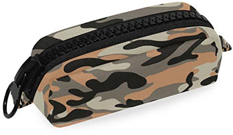 MONTOJ Großes Federmäppchen Orange Camouflage Make-up Pinsel Organizer Tasche Canvas Pouch Bag