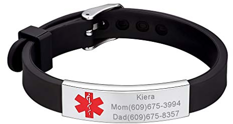 Supcare Armband für Sohn Herrenarmband mit Gravur Silikonband Armbänder Edelstahl Gummi Armband Notfallarmband Erwachsene Mens Bracelet SOS ID Armband Personalisiert Modeschmuck für Vater Mutter