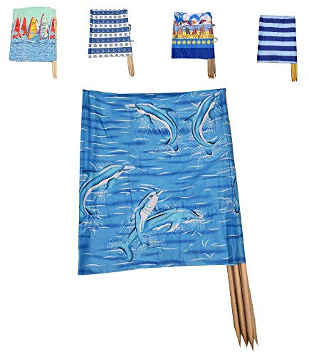 Aves-24 Windschutz 5m für Strand Garten See Meer SICHTSCHUTZ Wind Zaun Schutz Blickschutz Camping (3. Delfine)