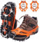 WIN.MAX Steigeisen Grödel Eisspikes, Schuhkrallen mit19 Edelstahl Zähne Spikes Schuhkrallen Grödeln Eisspikes für Klettern Bergsteigen Trekking High Altitude Winter Outdoor (Orange, XL)