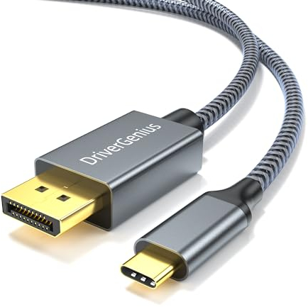 DriverGenius Câble 8K USB-C vers DisplayPort 1.8M - Convertisseur USB Type-C à DP1.4 (DP Alt Mode) pour Moniteur, 7680x4320 [8K@60Hz / 4K@144Hz, HDR]