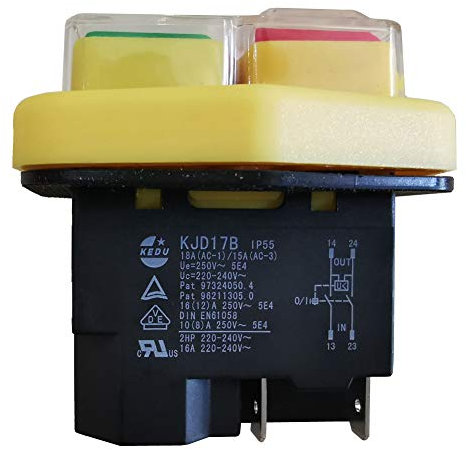 KEDU KJD17B - Interruttore elettromagnetico industriale a 4 poli, strumenti elettrici ON-AUS, interruttore a pulsante per sega, smerigliatrice, macchine utensili attrezzature 250 V 220-240 V