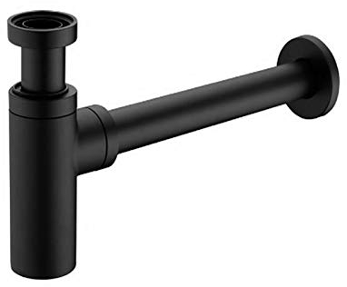 Siphon Schwarz Sifon Ablaufgarnitur mit Geruchsschutz Waschbecken Waschtisch Abfluss Syphon Messing