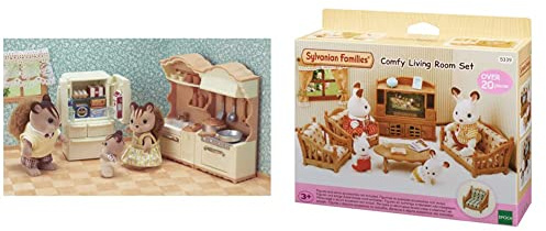 Sylvanian Families - 5339 - Set de salón de hogar + 5341 - Set de Cocina
