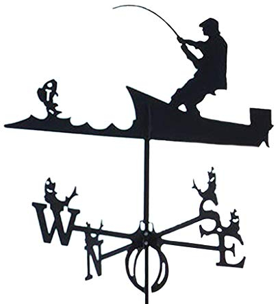Fenteer Bauernhaus Wetterfahne Dach Halterung Stange, Wind Richtung Anzeige Outdoor Metall Halterung Wetterfahne für Garten Hof (Fischer)
