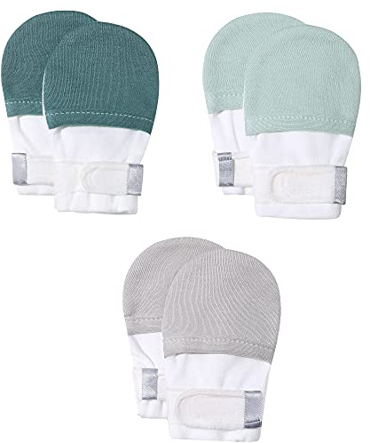HAPIU Baby Newborn No Scratch Mittens Stay On, 100% Cotton Adjustable 6-12M