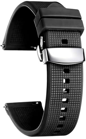BINLUN Bracelet de Montre en Silicone à Dégagement Rapide 18mm 19mm 20mm 21mm 22mm 24mm Étanche Remplacement Bracelets pour Montres en Caoutchouc avec Boucle Déployante pour Homme et Femme
