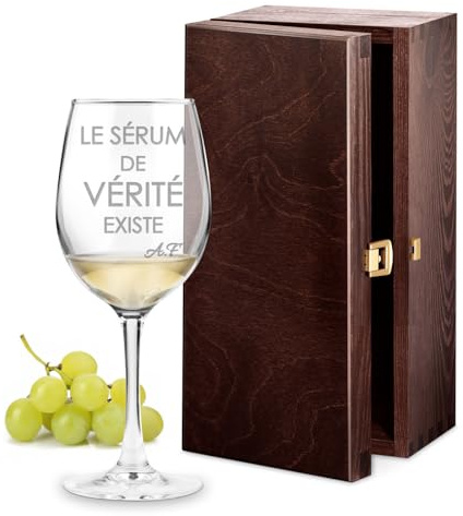 Maverton Verre à Vin en Cristal 350ml | Verre Personnalisé avec Gravure Laser, Cadeau Personnalisé, Cadeau Femme Anniversaire, pour elle, amie, copine, Sérum