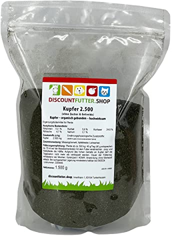 Kupfer 2.500 (Pellets - 1,5 kg) | Ergänzungsfutter für Pferde | Kupfermangel vorbeugen | organisch gebunden | erhöhter Kupferbed. Zucht-Fohlen-Jungfperde ausgleichen