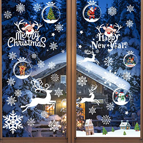 154 PCS Autocollants Noël, Image Fenêtre Électrostatique PVC, Photos DIY Pour Décoration Vitre (D)