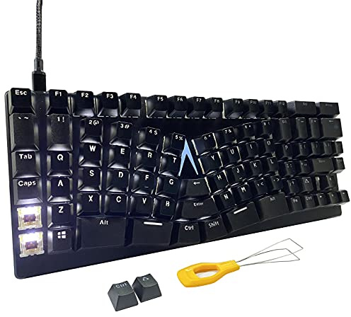 M MAKETHEONE Ergonomische mechanische Tastatur, X-Bows Butterfly Layout Mech Keebs, 80% Ergo KB mit Hotkeys und weißer Hintergrundbeleuchtung für Desktop-Computer-PC (Lite, Gateron Brown Switches)