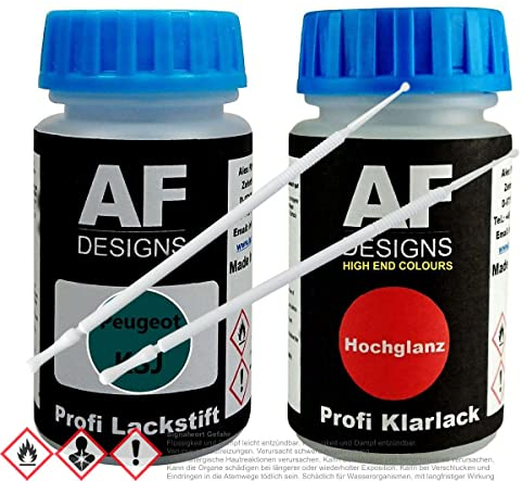 Alex Flittner Designs Für Peugeot KSJ Vert Tie Break Metallic Lackstift Klarlack Lacktupfer Autolack Set