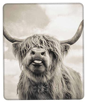 Tapis de souris amusant en caoutchouc avec motif vache des Highlands (vertical).