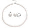 Aleasha Parure de bijoux en perles blanches pour femme avec collier et boucles d'oreilles en oxyde de zirconium imitation perle Cadeau de mariée 8-10 mm 45 cm, 10 mm, Perle de verre, Perle de verre