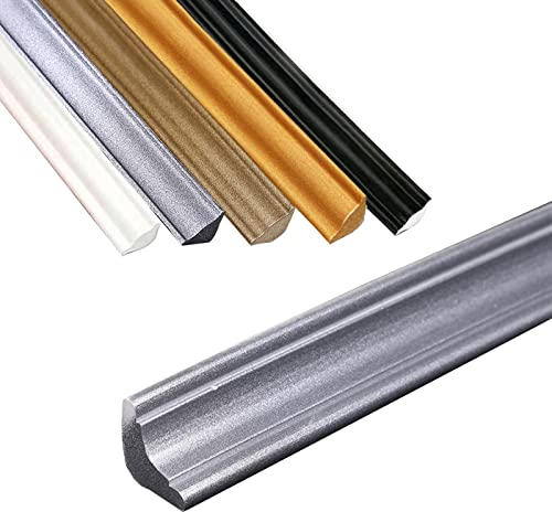 Flexible Viertelstab, Selbstklebende TPE Quadrant Zierleiste, Anti-Schimmel-Sockelleiste, Wasserdichte Zierleiste für Wandkanten, Schrankkanten, Fliesenkanten (Silber 3M, 27 * 20mm)