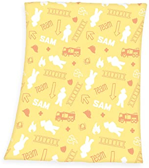Herding Flanell-Fleecedecke Feuerwehrmann Sam Glow in the dark, Im Dunkeln leuchtendes Motiv, 130 x 160 cm, Polyester, Baby