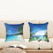 Ulticool - Kissenhülle - Strand Meer Palme Sommer - Set von 2 Motiven – 45 cm x 45 cm - Dekokissen ohne Füllung - Kissenbezug Zubehör für Sofa/Bett - Blau