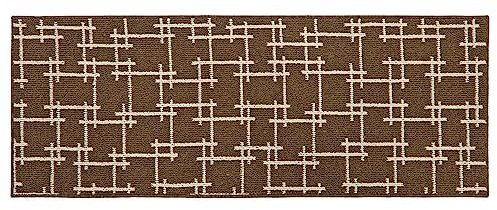 JVL Vector Machine Washable Latex Backed Runner Doormat, 57x150cm, Brown