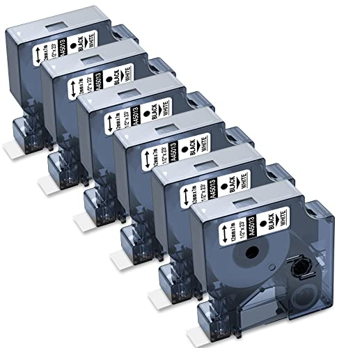 6x Upwinning 45013 A45013 White S0720530 s0720530s Kompatibel mit Dymo D1 Etikettenband 12mm x 7m Weiß, als Ersatz für Labelmanager Schriftband D1 für Dymo LabelManager 160 210D 280 360D 420P