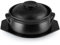 Sanbege Große koreanische Keramikschüssel mit Deckel und Untersetzer, 1.5 l, brutzelnder Hot Pot mit Doppelgriffen zum Kochen und Servieren von Dolsot Bibimbap, Auflauf, Nudeln (mattes Schwarz)