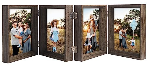 AVEAX Bilderrahmen 13x18 cm Foto Mit Scharnieren 4 Bilderrahmen Collage Geschrägt Mehrere Fotos, Maserung