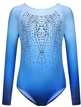 trudge Kinder Turnanzug Gymnastikanzug Mädchen Leotard Langarm Trikot Training Dancewear Gymnastikbody Tanzbekleidung Wettkampf 3-12 Jahre