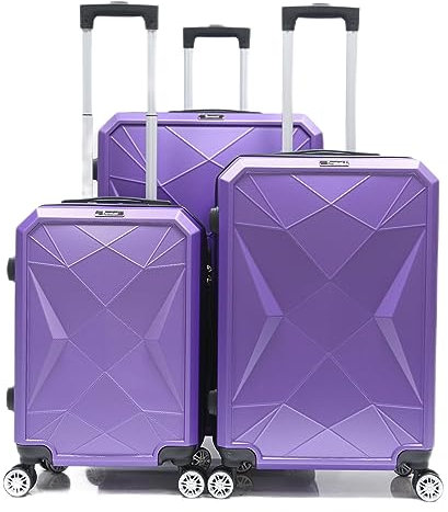 COFI 1453 Reisekoffer ABS-03 Koffer 3-teilig Hartschale Trolley Set Kofferset Handgepäck Gepäck Reisetasche Lila