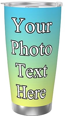 NLWQEKV Bicchiere termico personalizzato Tazza personalizzata in acciaio inossidabile con testo fotografico, Tazza da caffè da viaggio personalizzata Tazza da auto Regali per uomo Donna Papà Mamma