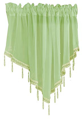 Wambere 3 Stück Dreieckiger Kurzer Vorhang Fenstervorhänge Gardine Spitze Scheibengardinen Kurzgardine Volant-Vorhang Dekor für Bauernküche, Esszimmer Hauptdekoration,Fruchtgrün