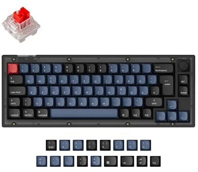Keychron V2 kabelgebundene, mechanische Tastaturknopfversion, 65% deutsches DE-ISO-Layout, QMK/VIA programmierbar mit Hot-Swap-fähigem Keychron K Pro Roter Schalter