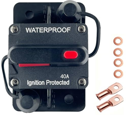 Xipupoo Car Circuit Breaker 40 Amp 12V - 48V DC with Manual Reset Switch Button for Boat Trolling Motor Marine ATV Trailer Vehicles Stereo Audio Electronic Battery Solar System Inline Fuse Waterproof
