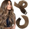 Moresoo Echthaar Extensions Tape in Braun Hair Extensions Tape Echthaar Dunkelbraun bis Braun mit Goldblond Ombre Unsichtbare Tape in Extensions Echthaar Blond 20 Stück/50g 45 cm #4/10/16