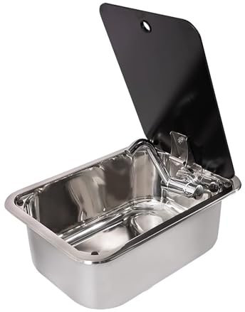 Fregadero Camper, Fregadero de Acero Inoxidable, Fregadero de Cocina Pequeño para Exteriores para RV con Grifo Plegable y Tapa (Size : Square)