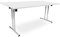 Besprechungstisch klappbar, Klapptisch Gestell Chrom gerader Fuß, Schreibtisch Maße 140x80 oder 160x80cm, Konferenztisch platzsparend stapelbar, hauseigene Fertigung (Weiß, 160 x 80 cm)