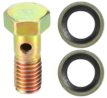 VekAuto Kit de boulon de banjo simple, filetage métrique M8x1.25 longueur 23mm, adaptateur de raccord de ligne de frein turbo, en métal durable, bronzé, avec rondelles