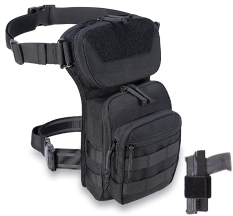 CLTAC Tactical Drop Leg Bag Utility Pouch Molle Pack for Outdoor Motorcycle Hunting Hiking with CCW Gun Holster
