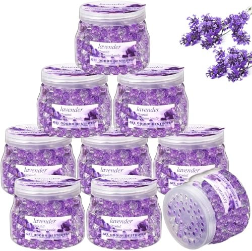 Dansib 9 Pack Air Freshener Gel Beads Bulk 10 Ounces Odor Eliminator Gel Beads Gel Odor Eliminator for Home, Bathrooms, Cars, Boats and Pet Areas (Lavender)