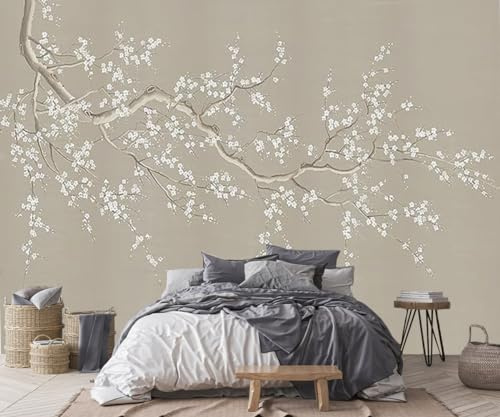 3D Seidentapete, Panorama, 410 x 280 cm, kreative Pflaumenblüte, handbemalt, große Wandbilder XXL, Poster für Wohnzimmer, Erwachsene, Kinderzimmer, Arbeitszimmer, Dekoration
