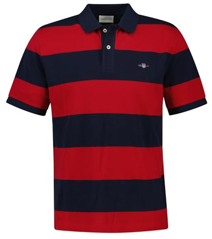 GANT Men's Block Stripe Polo Shirt, red, XXL