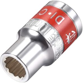 TOP-VIGOR 1/2-Inch Drive by 10mm Shallow Socket with Red Band, Cr-V Drive Socket, 12-Point, Metric for Auto Repairing and Household