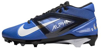 Nike Alpha Menace 4 Pro Football Cleats (FD7037-400, Hyper Royal/Metallic Silver/Midnight Navy), Hyper Royal Metallic Silver Midnight Navy, 46 EU