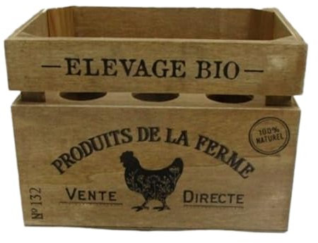 HUEVERA Caja Madera MARRÓN Farm 19,5X13X14CM
