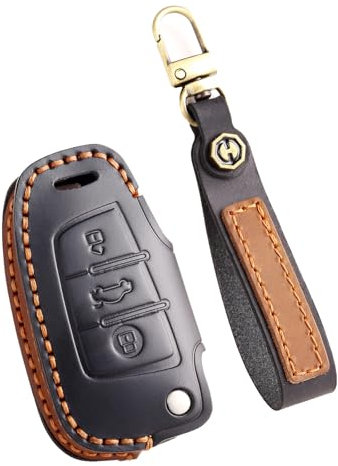 TECART Klappschlüssel Schlüsseltasche Passt für Audi A3 A1 S1 S3 RS3 A4 RS4 A6 S6 A8 TT Q3 Q7 R8 TT TTS TTRS Schlüssel Schutz Etui Autoschlüsselgehäuse Schlüsselschutz Schutzhülle 3 Tasten Schwarz