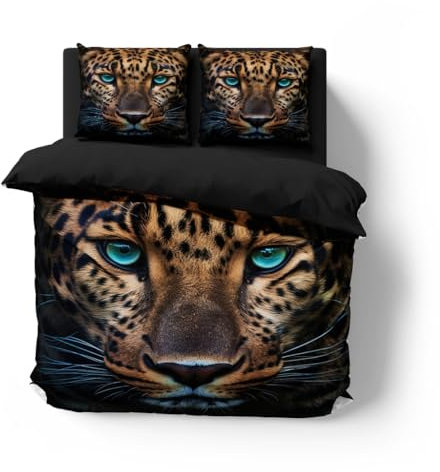 Wintdeer Bettwäsche 155x220cm,Jungen Mädchen Bettwäsche-Set, Gepard Bettwäsche für Jugendliche und Kinder, Mikrofaser Bettbezug mit 2 Kissenbezug 80x80cm, Sorgen Sie für Gesunden Schlaf