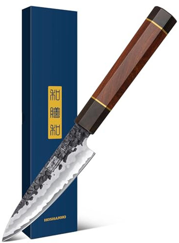 HOSHANHO Paring Knife 3.75 Inch Peeling Knife, Razor Sharp Japanese High Carbon Steel Small Kitchen Knife, Hand Forged Fruit Knife for Peeling & Coring with Ergonomic Handle
