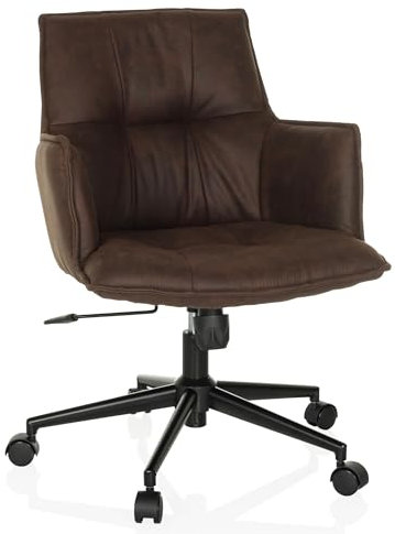 hjh LIVING Homeoffice Stuhl gepolstert SOLAO Life Schreibtischstuhl Drehstuhl höhenverstellbar, Stoffbezug Dunkelbraun