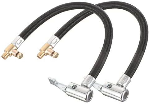 Gatuida 2pcs Pump Extension Copper Quick Air Inflator Compressor Adapter for Car and Bicycle, 25cm Metal Flexible Connector Air Release Function